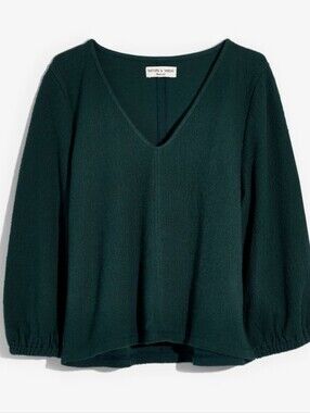 Madewell Green Texture & Thread Slub Knit Boho Sz Sm Top Minimalist 100% Cotton